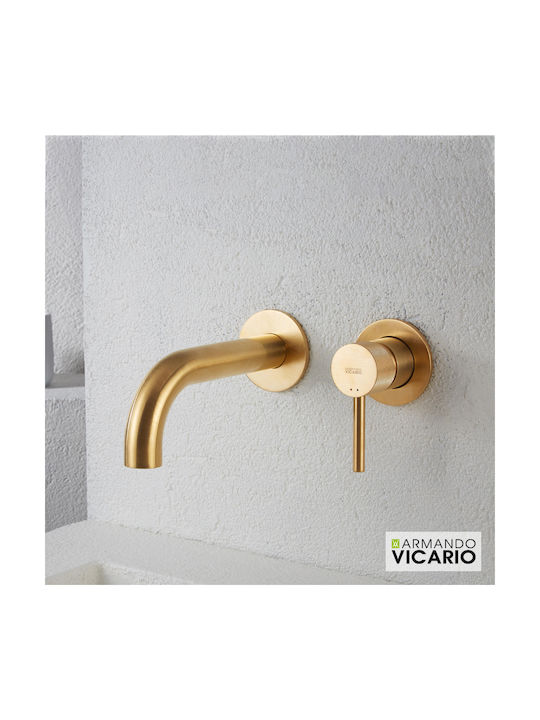 Armando Vicario Industrial Built-in Mixer & Spout Set for for Bathroom Sink Gold