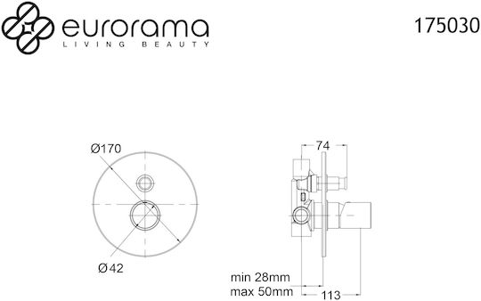 Eurorama Set Mixer & Deviation Îngropată pentru Duș 2 ieșiri