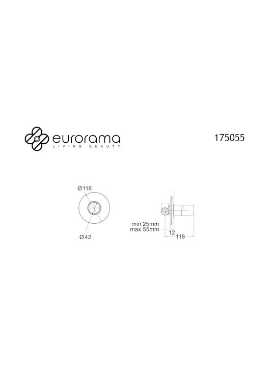 Eurorama Res Pro Built-in Mixer & Spout Set for Shower 1 Exit Black Matt