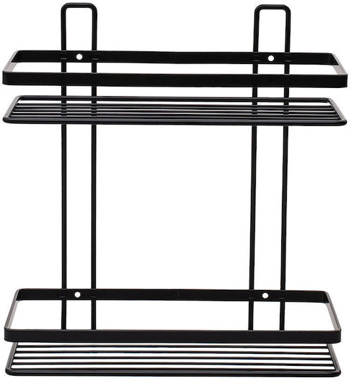 Estia Elegant Wall Mounted Bathroom Shelf Metallic with 2 Shelves 27x25x12.5cm Black