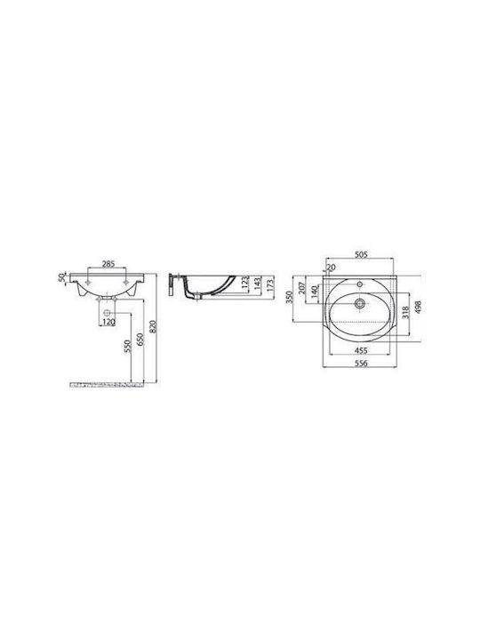 Creavit Smile Inset Sink Porcelain 55.3x49.7x17.7cm White