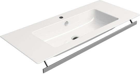GSI Pura An der Wand montiert Wandhängendes / Aufgesetztes Waschbecken Porzellan 102.6x46cm Weiß
