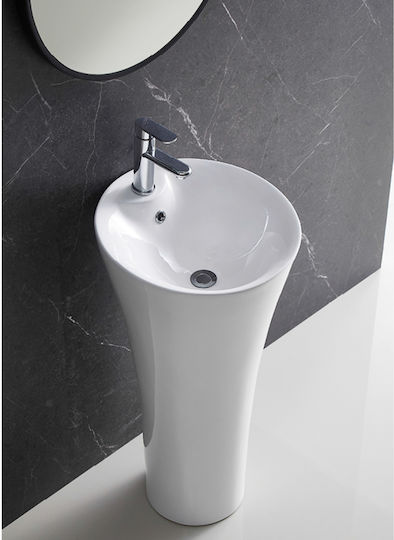 Vinci Curve Slim Επικαθήμενος Νιπτήρας Πορσελάνης 42x42x83cm Λευκός