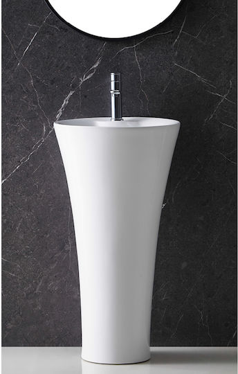 Vinci Curve Slim Επικαθήμενος Νιπτήρας Πορσελάνης 42x42x83cm Λευκός