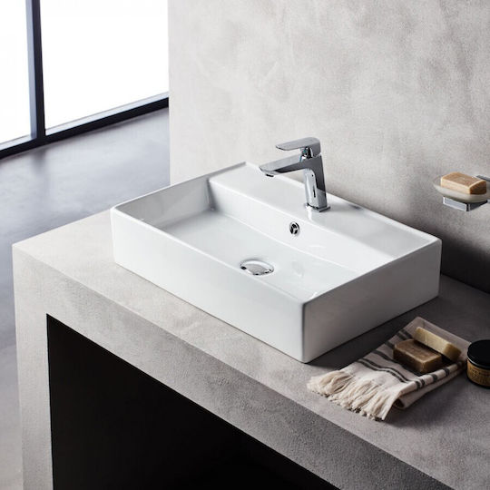 Tema Επικαθήμενος Νιπτήρας Πορσελάνης 56x38x12cm Λευκός