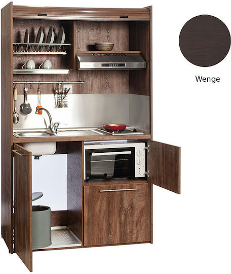 Silver Silver Kitchenette with Left Sink Bowl 125x65x209cm Wenge