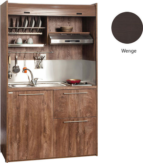 Silver Silver Kitchenette with Left Sink Bowl 125x65x209cm Wenge