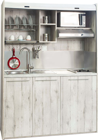 Silver ΚΣ160 Πολυκουζινάκι με Αριστερή Γούρνα 160x65x209cm Καρυδί