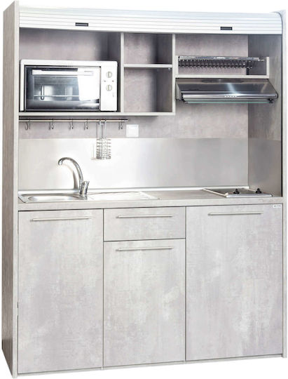 Silver KS160 KS160-Oak-Horizontal Kitchenette with Left Sink Bowl 160x65x209cm Oak