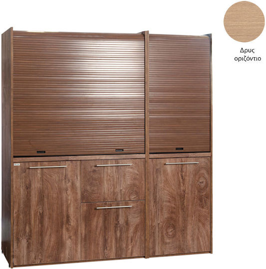 Silver KS190 KS190-FOU-STEJAR-ORIZONTĂ Bucătărie Mică cu Chiuvetă Dreapta 190x65x209cm Stejar Orizontală cu Frigider Mic