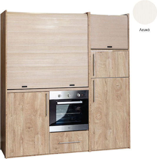 Silver ΚΣ190 Kitchenette with Right Sink Bowl 190x65x204cm White με Μεγάλο Ψυγείο & Φούρνο