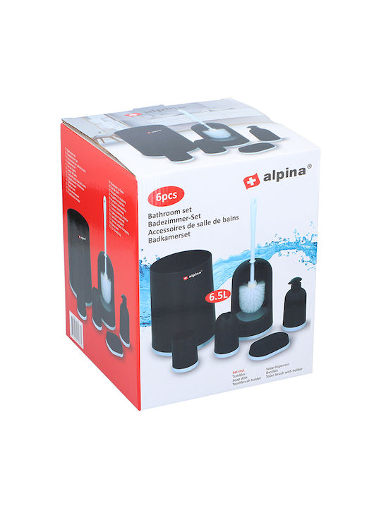 Alpina Appliances Badezimmer-Accessoire-Set Kunststoff Schwarz 6Stück