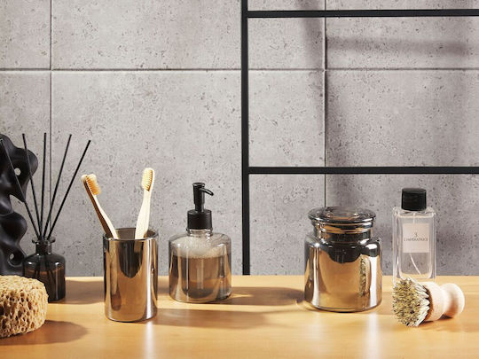 Beliani Badezimmer-Accessoire-Set Glas Gray 3Stück