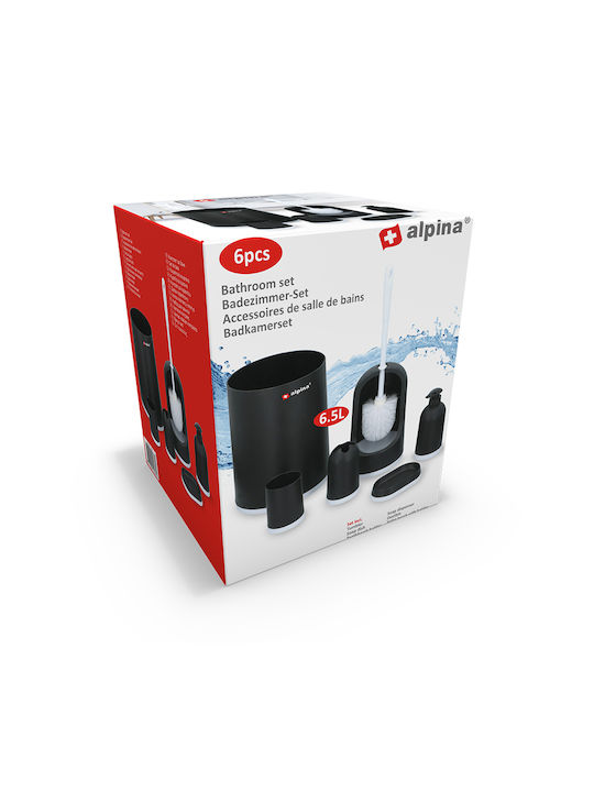 Alpina Appliances Badezimmer-Accessoire-Set Kunststoff Schwarz 6Stück