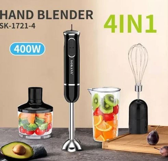 Sokany Hand Blender with Stainless Rod 400W Black