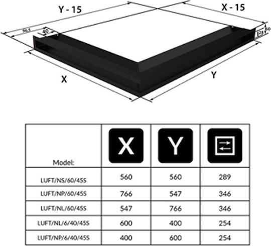 Kratki Γωνιακή Περσίδα Τζακιού 76.6x54.7x6cm Μαύρη