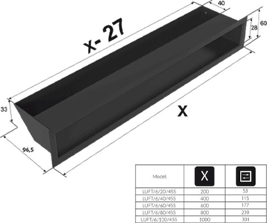 Kratki Ορθογώνια Περσίδα Τζακιού 80x6cm Λευκή
