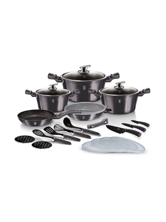 Berlinger Haus Cookware Set of Aluminum with Stone Coating Carbon Pro 22pcs