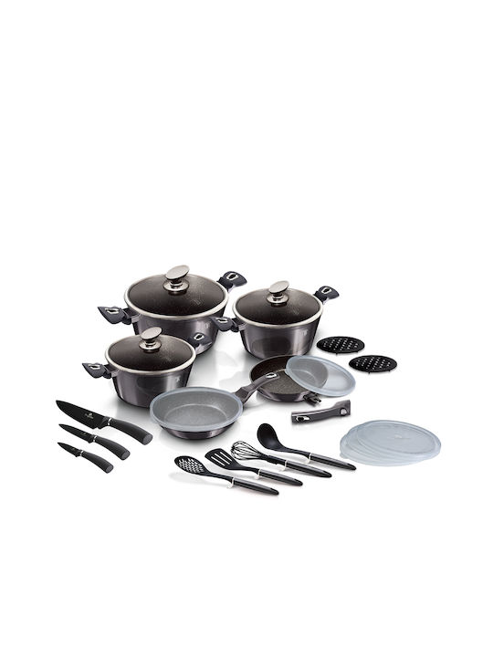 Berlinger Haus Cookware Set of Aluminum with Stone Coating Carbon Pro 22pcs