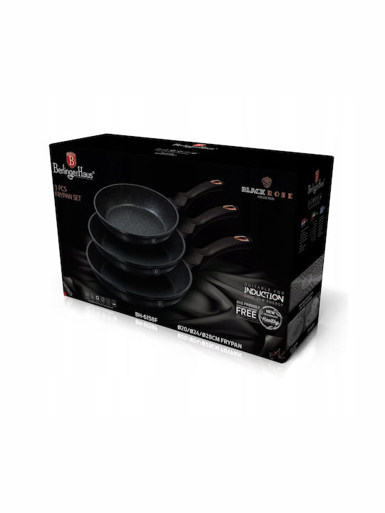 Berlinger Haus Black Rose Collection Pans Set of Aluminum with Non-stick Coating 3pcs
