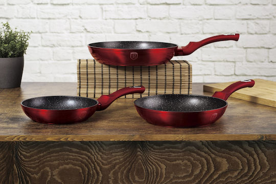 Berlinger Haus Metallic Line Комплект Тигани от Алуминий Burgundy Collection с Вътрешно Покритие от Камък 3 Съда