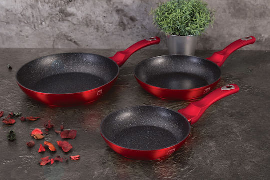 Berlinger Haus Metallic Line Комплект Тигани от Алуминий Burgundy Collection с Вътрешно Покритие от Камък 3 Съда
