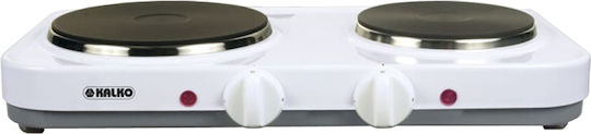 Kalko K6655 Enamel Countertop Double Burner White