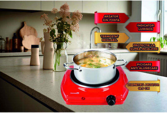 Hausberg Enamel Countertop Single Burner Red