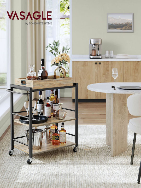 Vasagle Metallic Kitchen Trolley 3 Tiers Brown 72x40x86cm