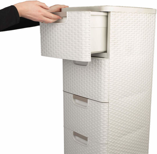 Curver Συρταριέρα Πλαστική 4 Θέσεων Λευκή 33x38x79cm