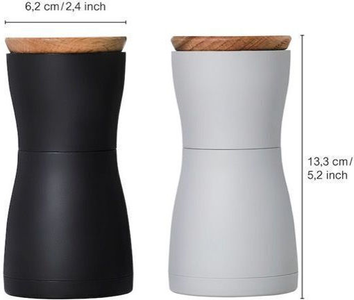 Ad Hoc Manual Set Spice Mills made of Ceramic in Black Color 13.3cm 2pcs