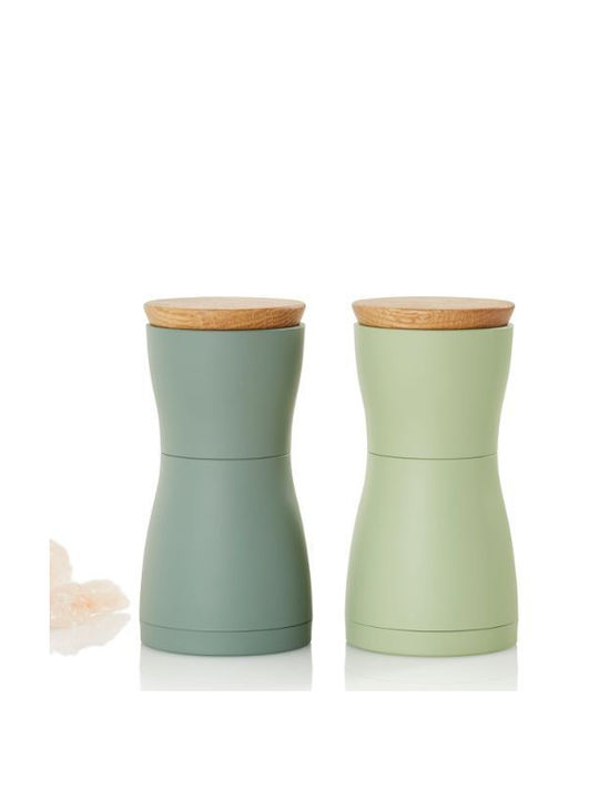 Ad Hoc Twin Set Manual Râșnițe Condimente din Lemn în Culoare Verde 13.3cm 2buc