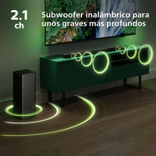 Philips 320w 2.1 Bluetooth Soundbar 2.1 Bluetooth και HDMI 320W με Ασύρματο Subwoofer και Τηλεχειριστήριο Γκρι
