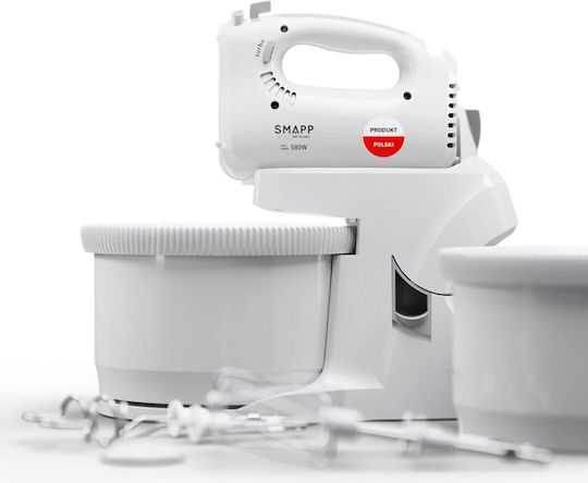 Smapp Μίξερ με Πλαστικό Κάδο 3.3lt Λευκό 580W