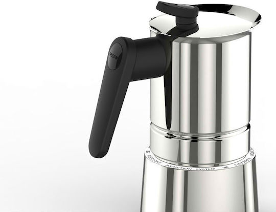 Pedrini Steelmoka Stovetop Espresso Pot 2 Cups Inox Silver