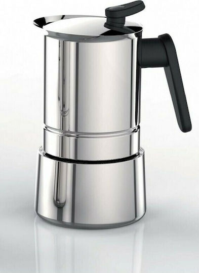 Pedrini Steelmoka Stovetop Espresso Pot 2 Cups Inox Silver