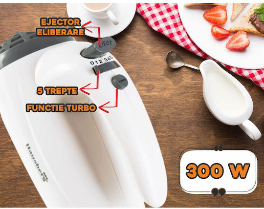 Hausberg Миксер Ръчен 300W Бял
