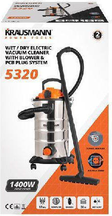 Krausmann Aspirator Lichide / Solide 1400W cu Inoxidabil Recipient 30lt