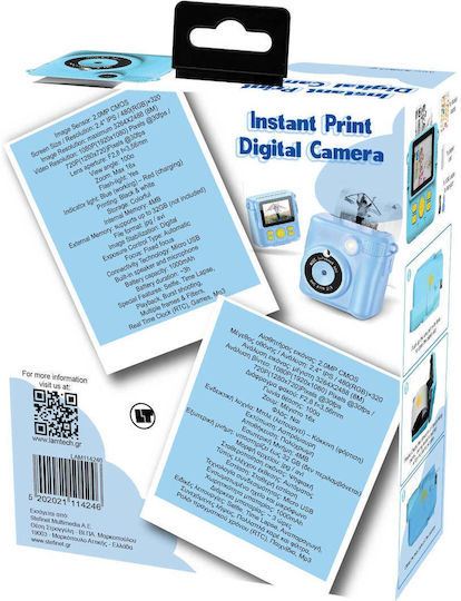 Lamtech Kid Instant Παιδική Φωτογραφική Μηχανή 2MP με Θερμική Εκτύπωση Γαλάζια