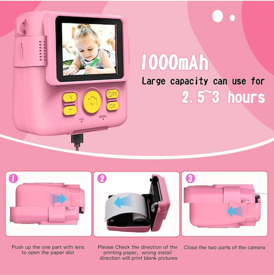 Lamtech LAM114253 Children's Camera 2MP with Thermal Printing Optical Zoom 16x Pink