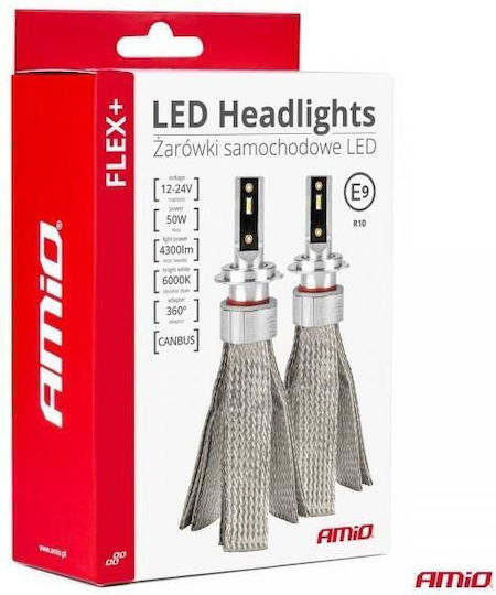 AMiO Λάμπες Αυτοκινήτου H15 Canbus LED Ψυχρό Λευκό 50W 2τμχ
