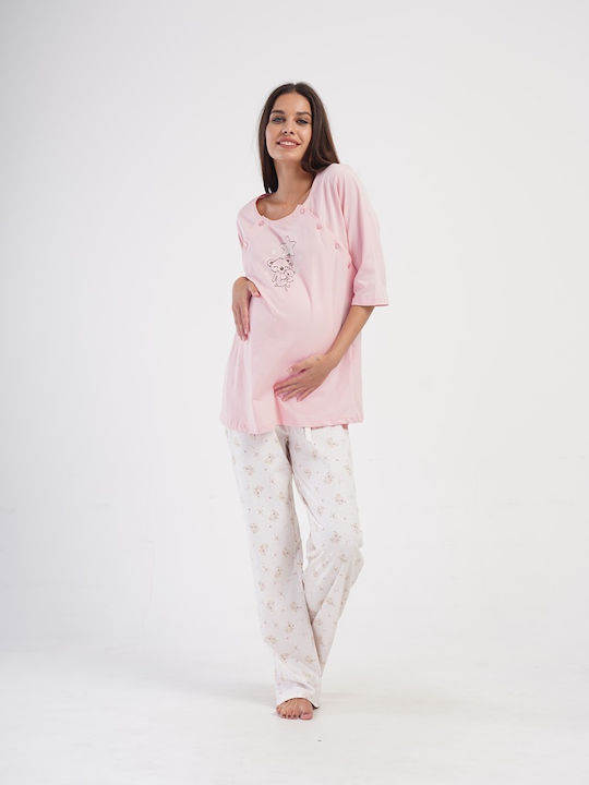 Vienetta Secret Maternity Pajama Set Light Pink