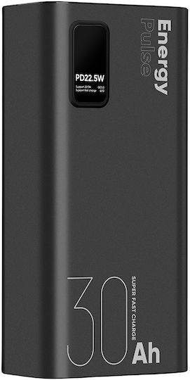 Obal:Me EnergyPulse Power Bank 30000mAh 22.5W με 2 Θύρες USB-A και Θύρα USB-C Power Delivery Μαύρο