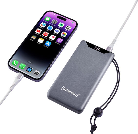 Intenso F10000 Power Bank 10000mAh 20W με Θύρα USB-A και Θύρα USB-C Quick Charge 3.0 Γκρι