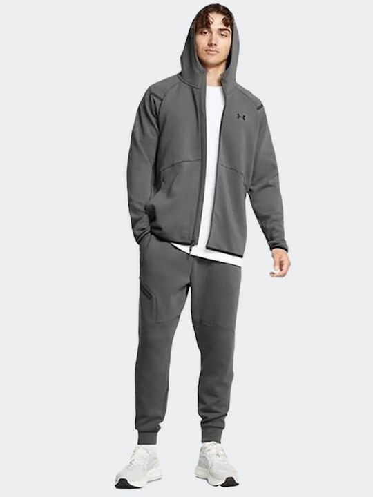 Ανδρική Ζακέτα Fleece με Κουκούλα Μαύρη