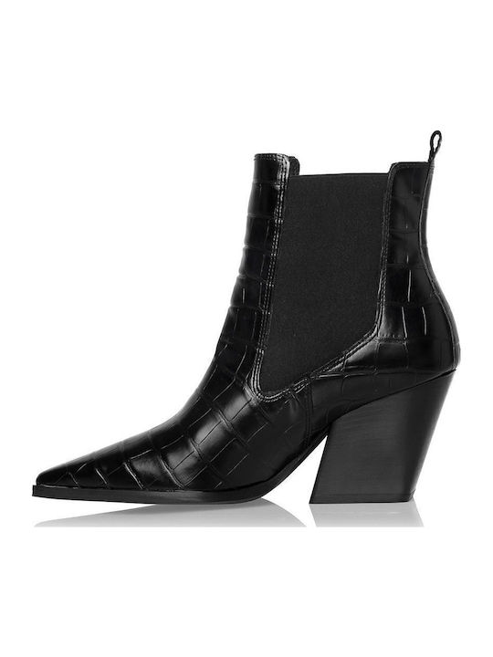Damen Chelsea Stiefeletten mit hohem Absatz Schwarz