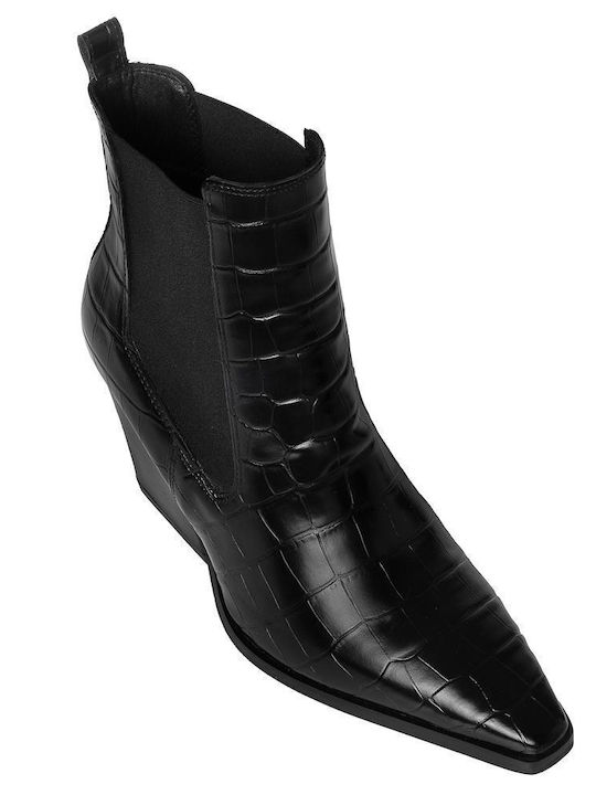 Damen Chelsea Stiefeletten mit hohem Absatz Schwarz