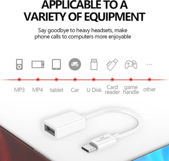 Leewello Μετατροπέας micro USB male σε micro USB female Λευκό 1τμχ