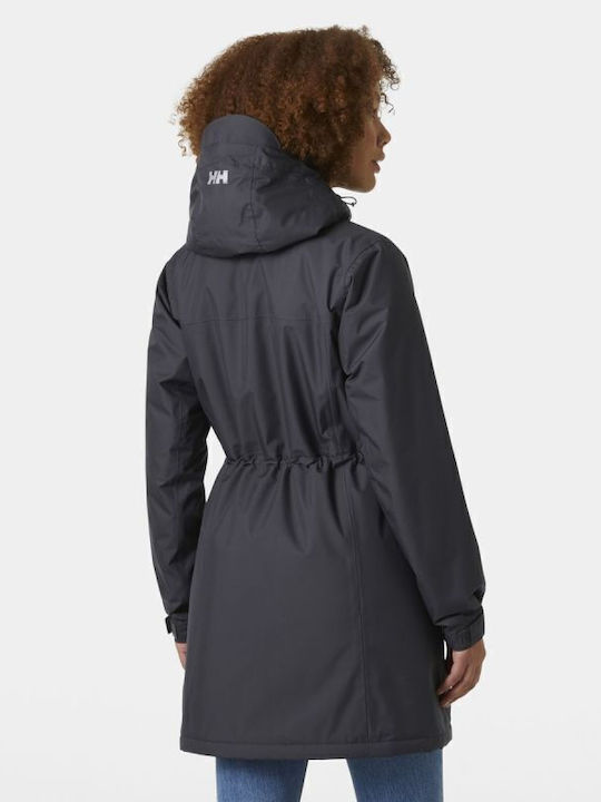Women's for Hiking Short Sports Jacket Waterproof for Winter with Hood Black