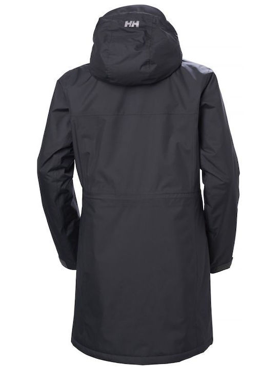 Women's for Hiking Short Sports Jacket Waterproof for Winter with Hood Black